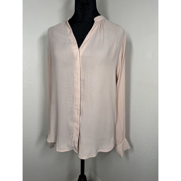 H&M Womens Pink Long‎ Sleeve Blouse Size 6 Lightweight Polyester - Picture 1 of 5